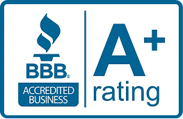 BBB Accredited Business logo with an "A+ rating" displayed in large blue text.